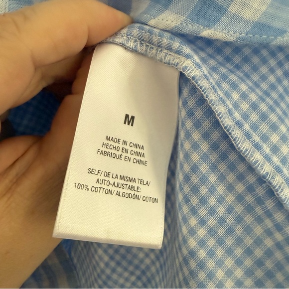 Favorite Daughter Gingham Ex-Boyfriend Oversized Button Down Medium Blue White - Picture 9 of 11